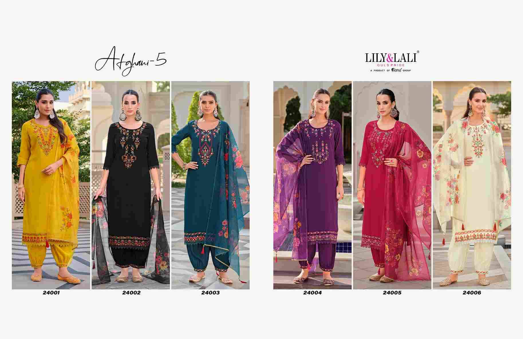 Afghani Vol-5 By Lily And Lali 24001 To 24006 Series Beautiful Stylish Suits Fancy Colorful Casual Wear & Ethnic Wear & Ready To Wear Milan Silk Dresses At Wholesale Price