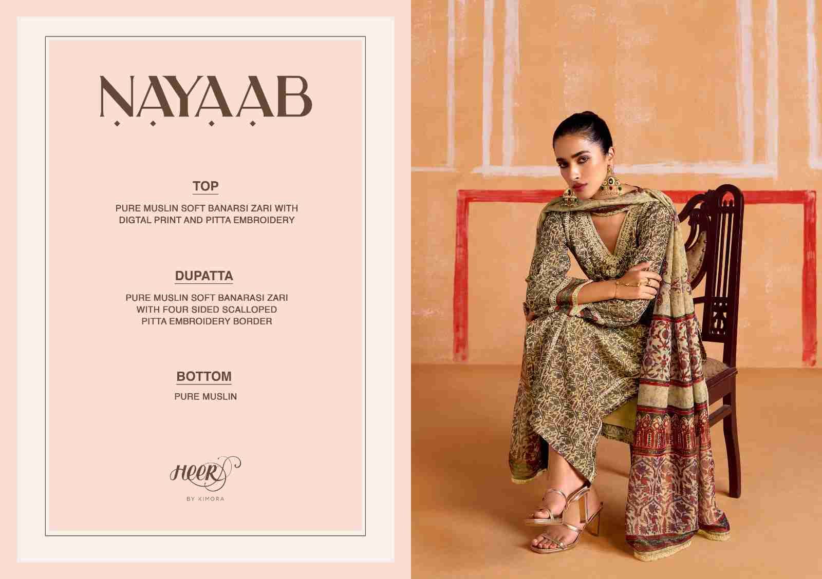 Nayaab By Kimora Fashion 9541 To 9546 Series Beautiful Suits Colorful Stylish Fancy Casual Wear & Ethnic Wear Pure Muslin Print Dresses At Wholesale Price