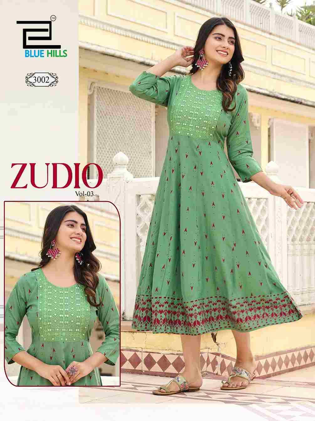 Zudio Vol-3 By Blue Hills 3001 To 3008 Series Designer Stylish Fancy Colorful Beautiful Party Wear & Ethnic Wear Collection Heavy Rayon Kurtis At Wholesale Price