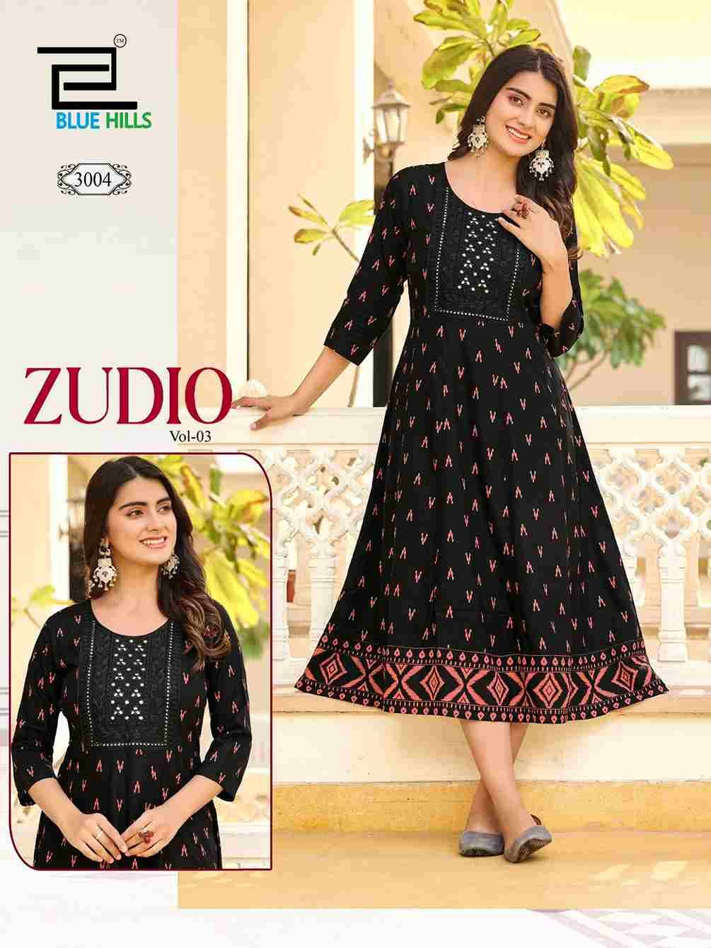 Zudio Vol-3 By Blue Hills 3001 To 3008 Series Designer Stylish Fancy Colorful Beautiful Party Wear & Ethnic Wear Collection Heavy Rayon Kurtis At Wholesale Price