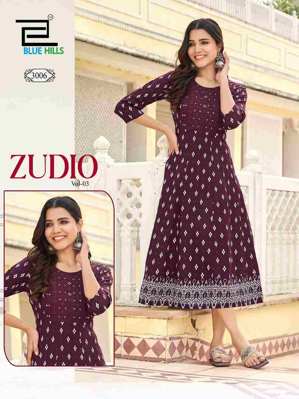 Zudio Vol-3 By Blue Hills 3001 To 3008 Series Designer Stylish Fancy Colorful Beautiful Party Wear & Ethnic Wear Collection Heavy Rayon Kurtis At Wholesale Price