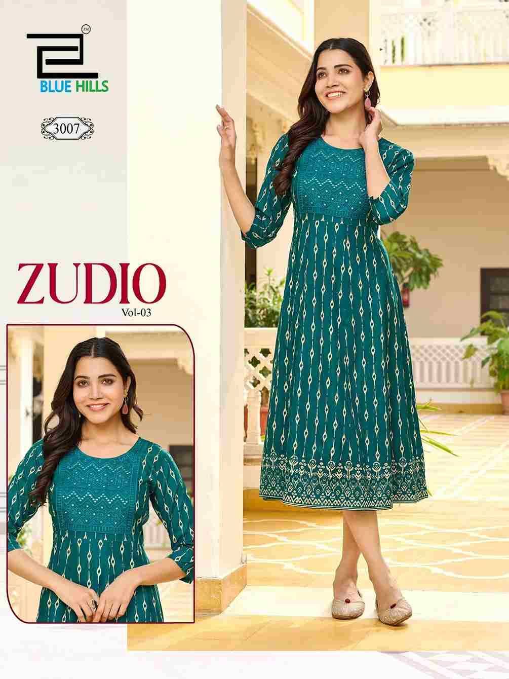 Zudio Vol-3 By Blue Hills 3001 To 3008 Series Designer Stylish Fancy Colorful Beautiful Party Wear & Ethnic Wear Collection Heavy Rayon Kurtis At Wholesale Price