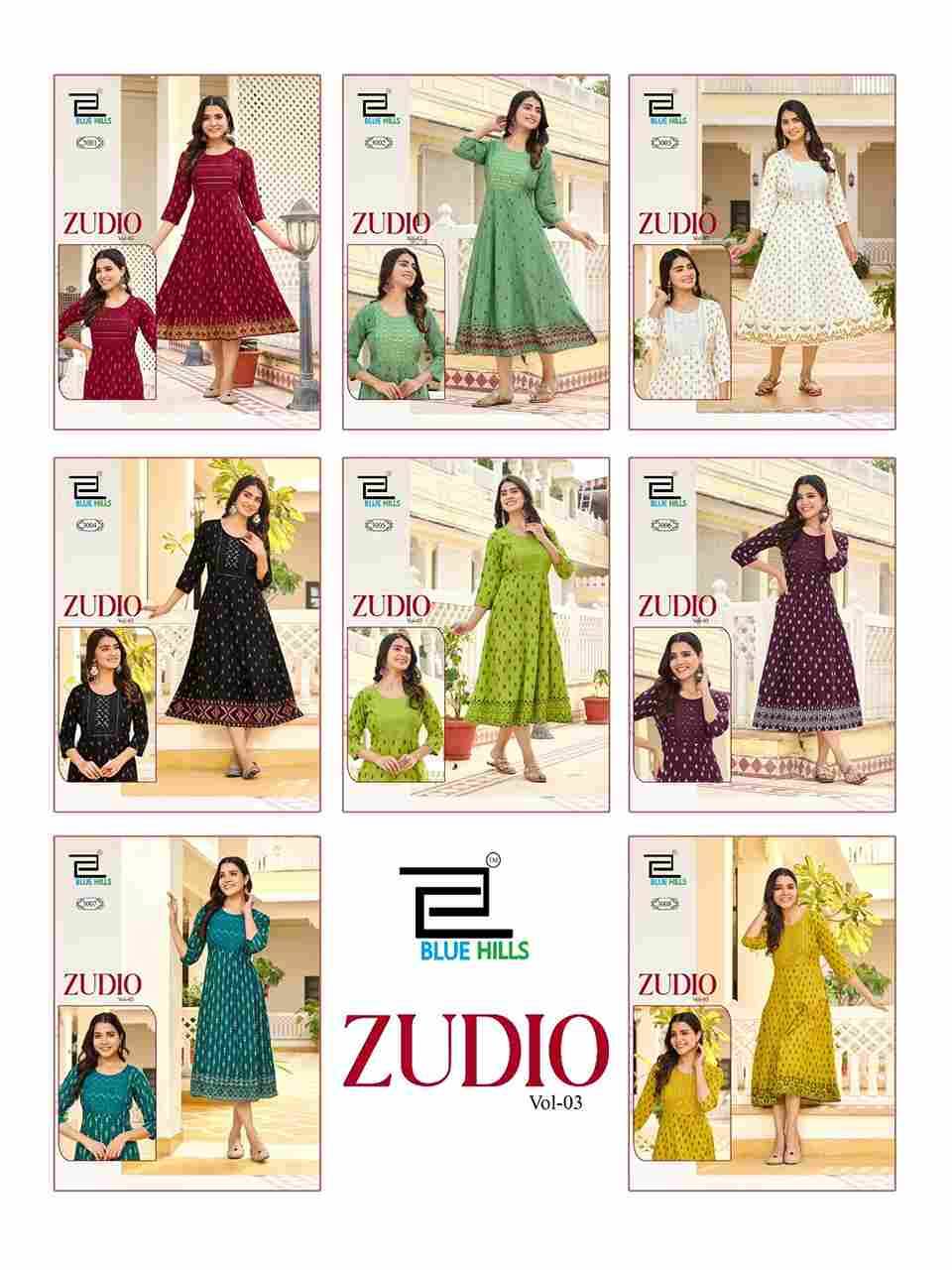 Zudio Vol-3 By Blue Hills 3001 To 3008 Series Designer Stylish Fancy Colorful Beautiful Party Wear & Ethnic Wear Collection Heavy Rayon Kurtis At Wholesale Price