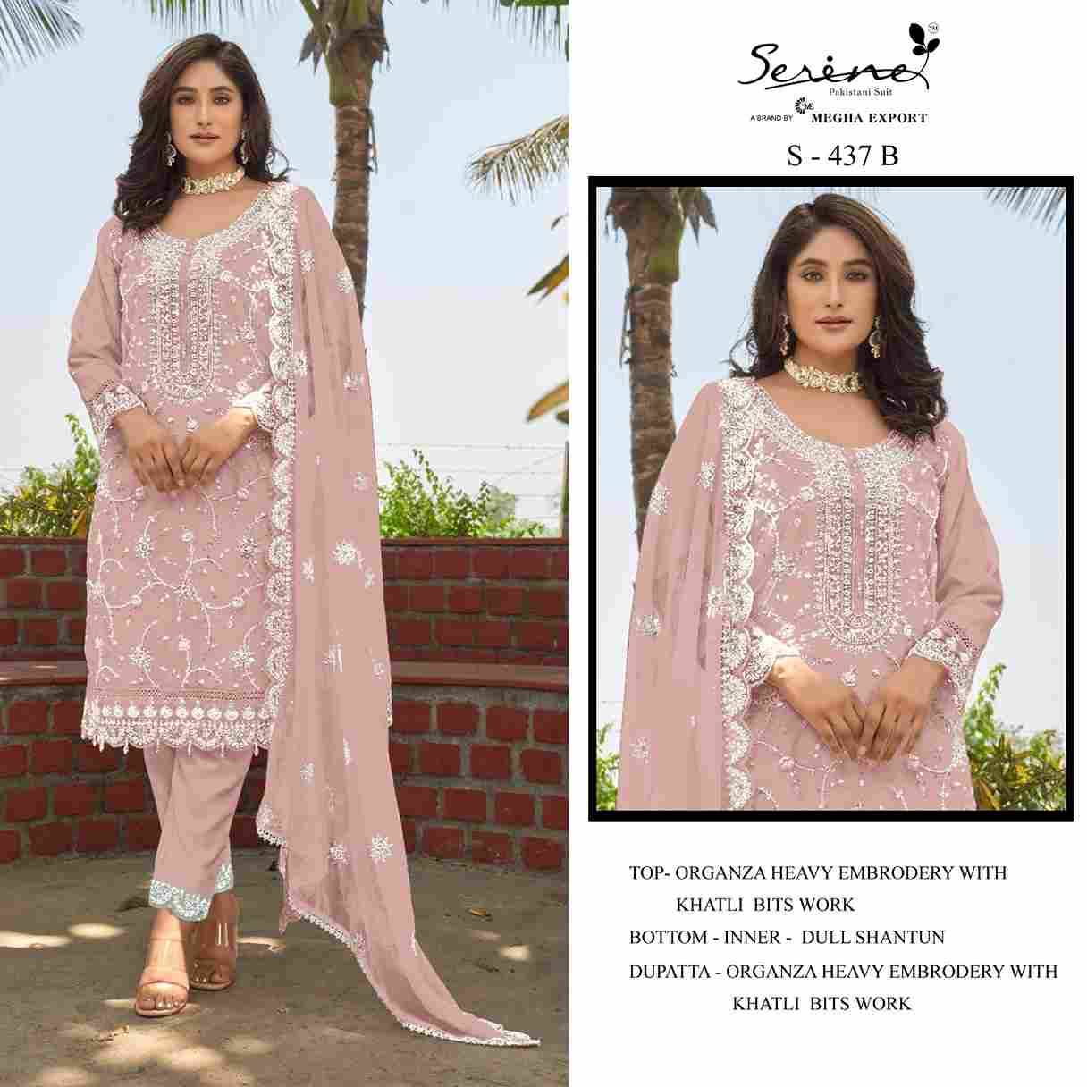 Serene Hit Design S-437 Colours By Serene S-437-A To S-437-D Series Designer Pakistani Suits Beautiful Fancy Colorful Stylish Party Wear & Occasional Wear Organza Embroidered Dresses At Wholesale Price