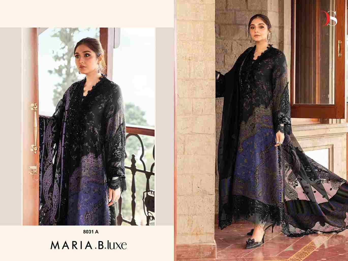 Maria.B.Luxe 8031 Colours By Deepsy Suits 8031 To 8031-B Series Pakistani Stylish Beautiful Colourful Printed & Embroidered Party Wear & Occasional Wear Pure Cotton Dresses At Wholesale Price