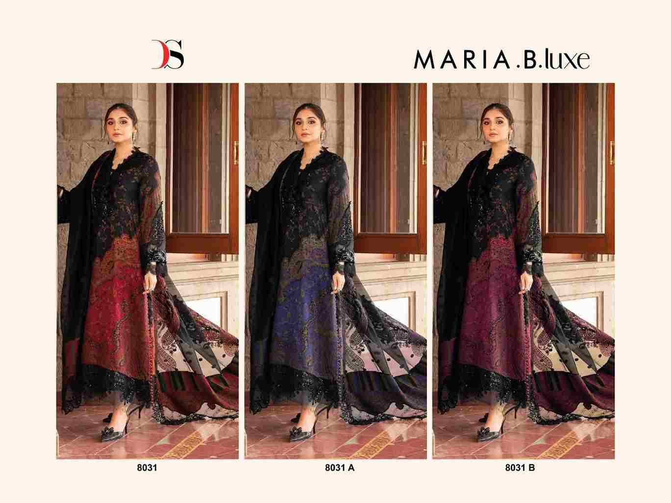 Maria.B.Luxe 8031 Colours By Deepsy Suits 8031 To 8031-B Series Pakistani Stylish Beautiful Colourful Printed & Embroidered Party Wear & Occasional Wear Pure Cotton Dresses At Wholesale Price