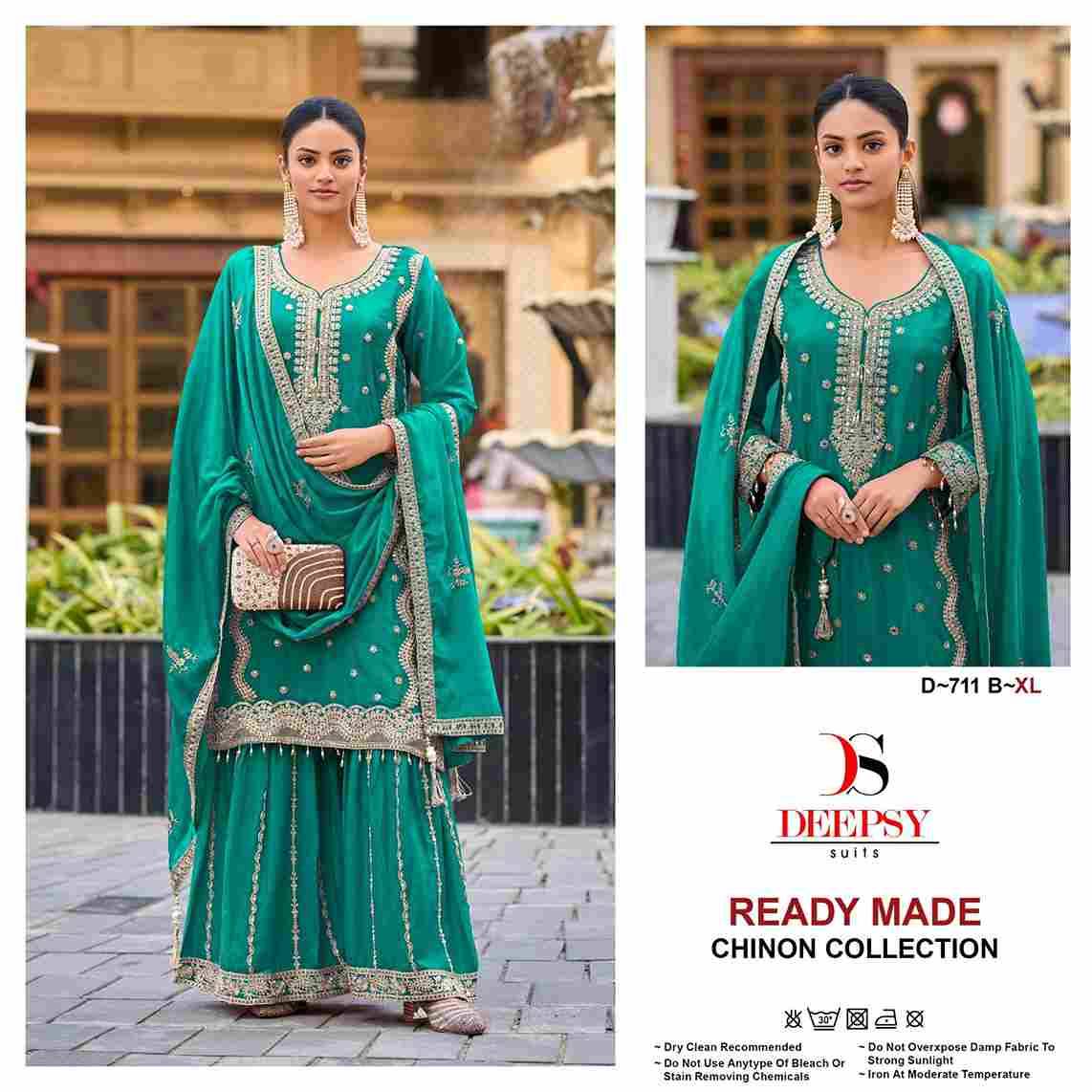 Deepsy Hit Design 711 Colours By Deepsy Suits 711-A To 711-D Series Beautiful Pakistani Suits Colorful Stylish Fancy Casual Wear & Ethnic Wear Pure Chinnon Embroidered Dresses At Wholesale Price