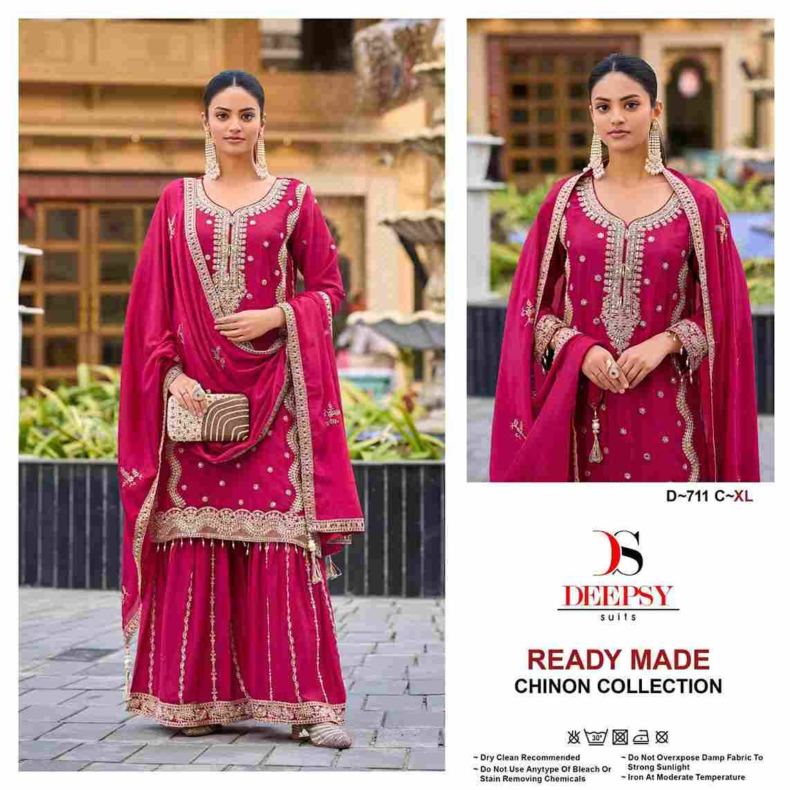 Deepsy Hit Design 711 Colours By Deepsy Suits 711-A To 711-D Series Beautiful Pakistani Suits Colorful Stylish Fancy Casual Wear & Ethnic Wear Pure Chinnon Embroidered Dresses At Wholesale Price