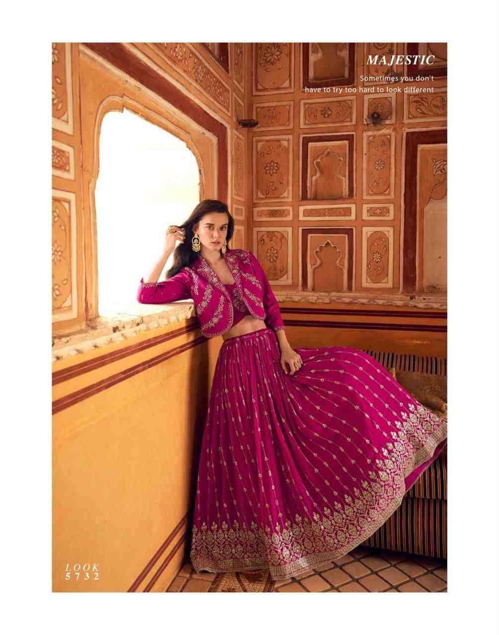 Indira By Sayuri 5732 To 5734 Series Indian Traditional Wear Bridal Collection Beautiful Stylish Fancy Colorful Party Wear & Occasional Wear Chinnon Silk Lehengas At Wholesale Price