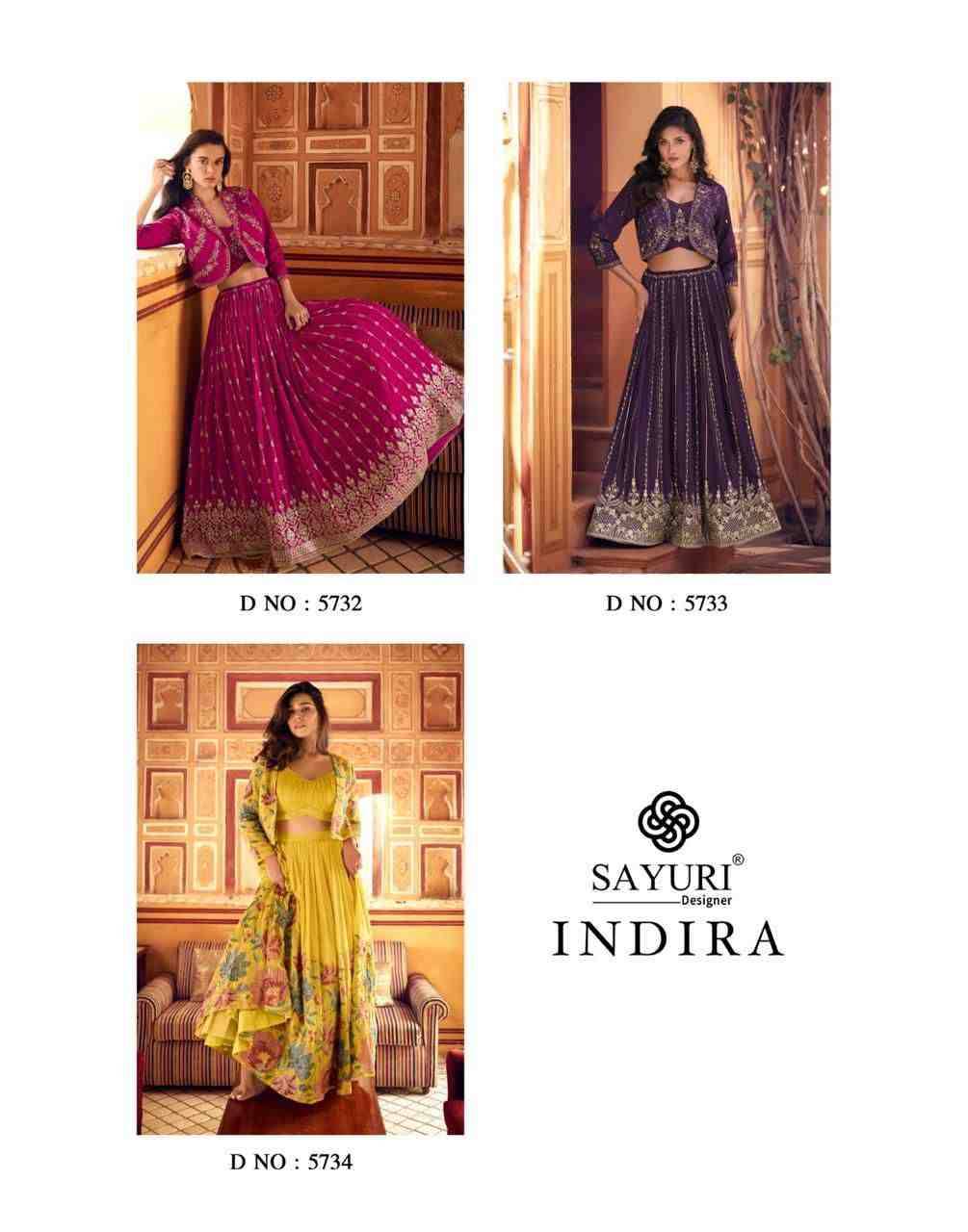 Indira By Sayuri 5732 To 5734 Series Indian Traditional Wear Bridal Collection Beautiful Stylish Fancy Colorful Party Wear & Occasional Wear Chinnon Silk Lehengas At Wholesale Price