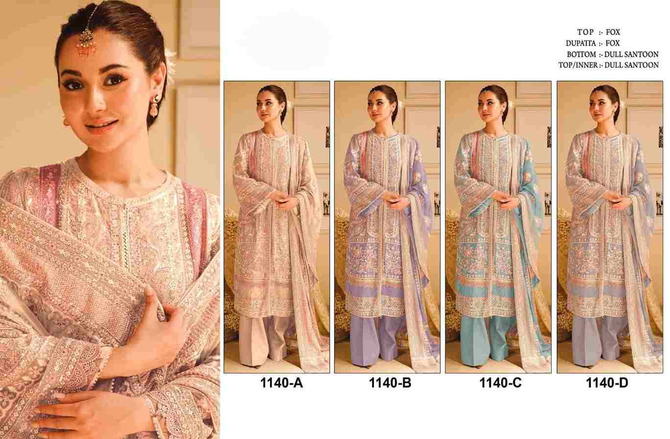 Pakistani Hit Design 1140 Colours By Fashid Wholesale 1140-A To 1140-D Series Designer Pakistani Suits Beautiful Fancy Colorful Stylish Party Wear & Occasional Wear Faux Georgette Dresses At Wholesale Price