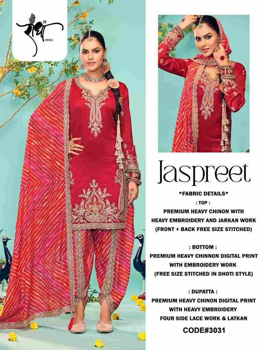 Jaspreet By Radha Trendz 3031 To 3034 Series Festive Suits Beautiful Fancy Colorful Stylish Party Wear & Occasional Wear Chinnon Dresses At Wholesale Price