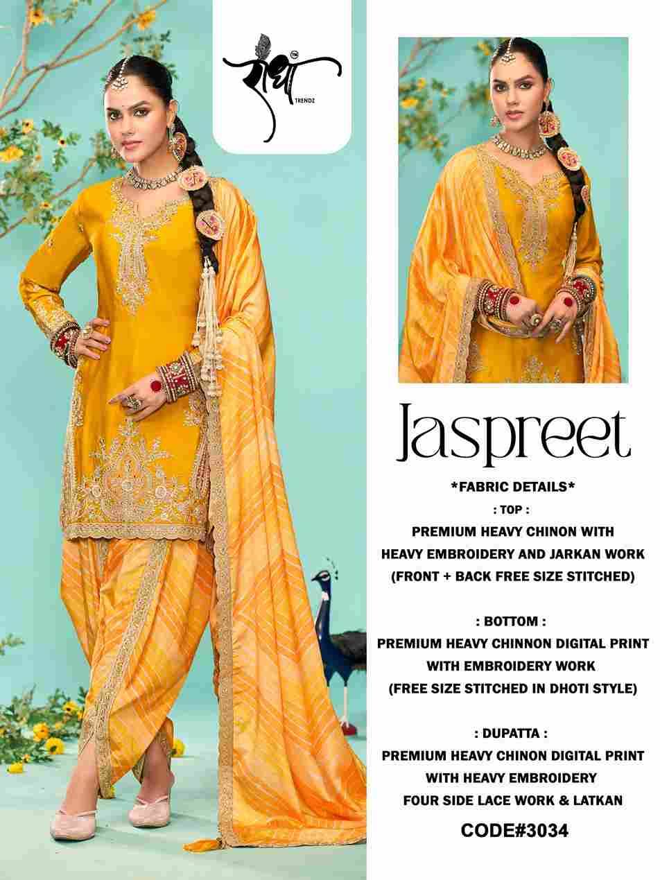 Jaspreet By Radha Trendz 3031 To 3034 Series Festive Suits Beautiful Fancy Colorful Stylish Party Wear & Occasional Wear Chinnon Dresses At Wholesale Price