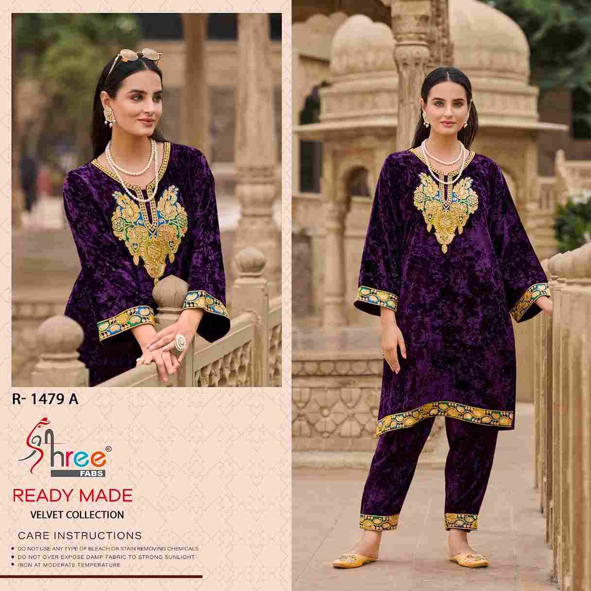 Shree Fabs Hit Design R-1479 Colours By Shree Fabs R-1479-A To R-1479-D Series Wholesale Designer Pakistani Suits Collection Beautiful Stylish Fancy Colorful Party Wear & Occasional Wear Velvet Kurtis With Bottom At Wholesale Price