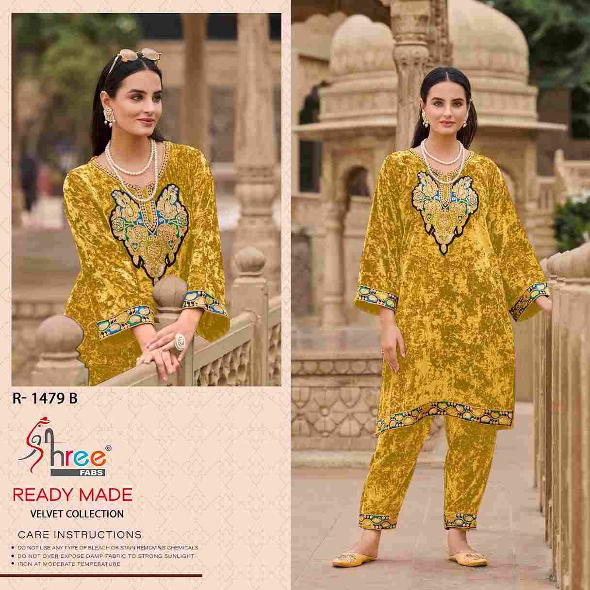 Shree Fabs Hit Design R-1479 Colours By Shree Fabs R-1479-A To R-1479-D Series Wholesale Designer Pakistani Suits Collection Beautiful Stylish Fancy Colorful Party Wear & Occasional Wear Velvet Kurtis With Bottom At Wholesale Price