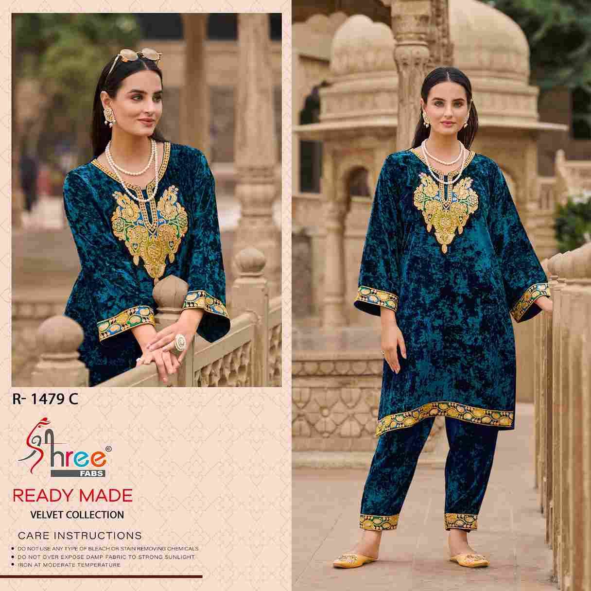 Shree Fabs Hit Design R-1479 Colours By Shree Fabs R-1479-A To R-1479-D Series Wholesale Designer Pakistani Suits Collection Beautiful Stylish Fancy Colorful Party Wear & Occasional Wear Velvet Kurtis With Bottom At Wholesale Price