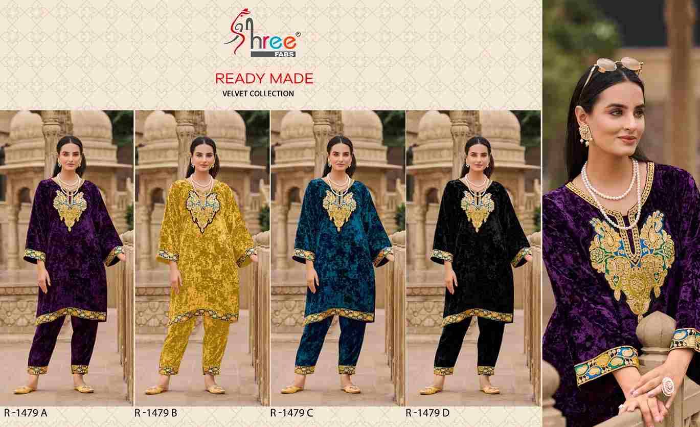 Shree Fabs Hit Design R-1479 Colours By Shree Fabs R-1479-A To R-1479-D Series Wholesale Designer Pakistani Suits Collection Beautiful Stylish Fancy Colorful Party Wear & Occasional Wear Velvet Kurtis With Bottom At Wholesale Price