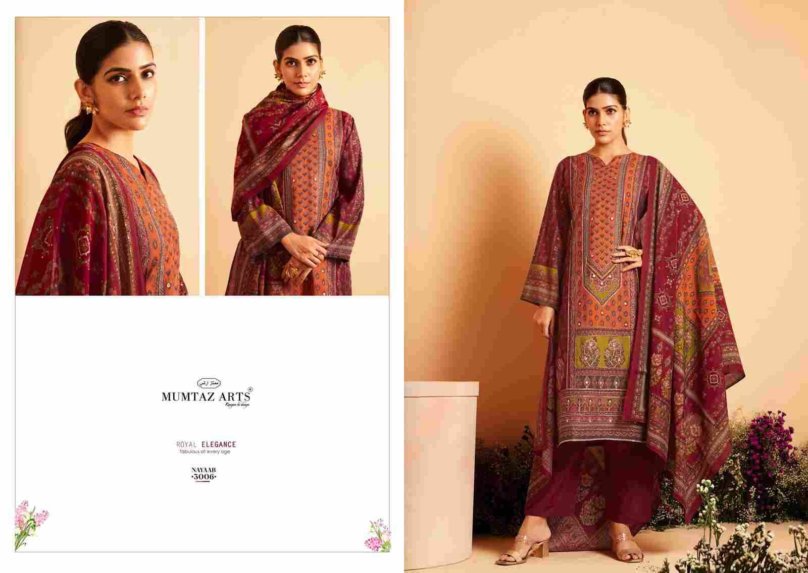 Nayaab Vol-3 By Mumtaz Arts 3001 To 3006 Series Beautiful Festive Suits Colorful Stylish Fancy Casual Wear & Ethnic Wear Viscose Muslin Print Dresses At Wholesale Price
