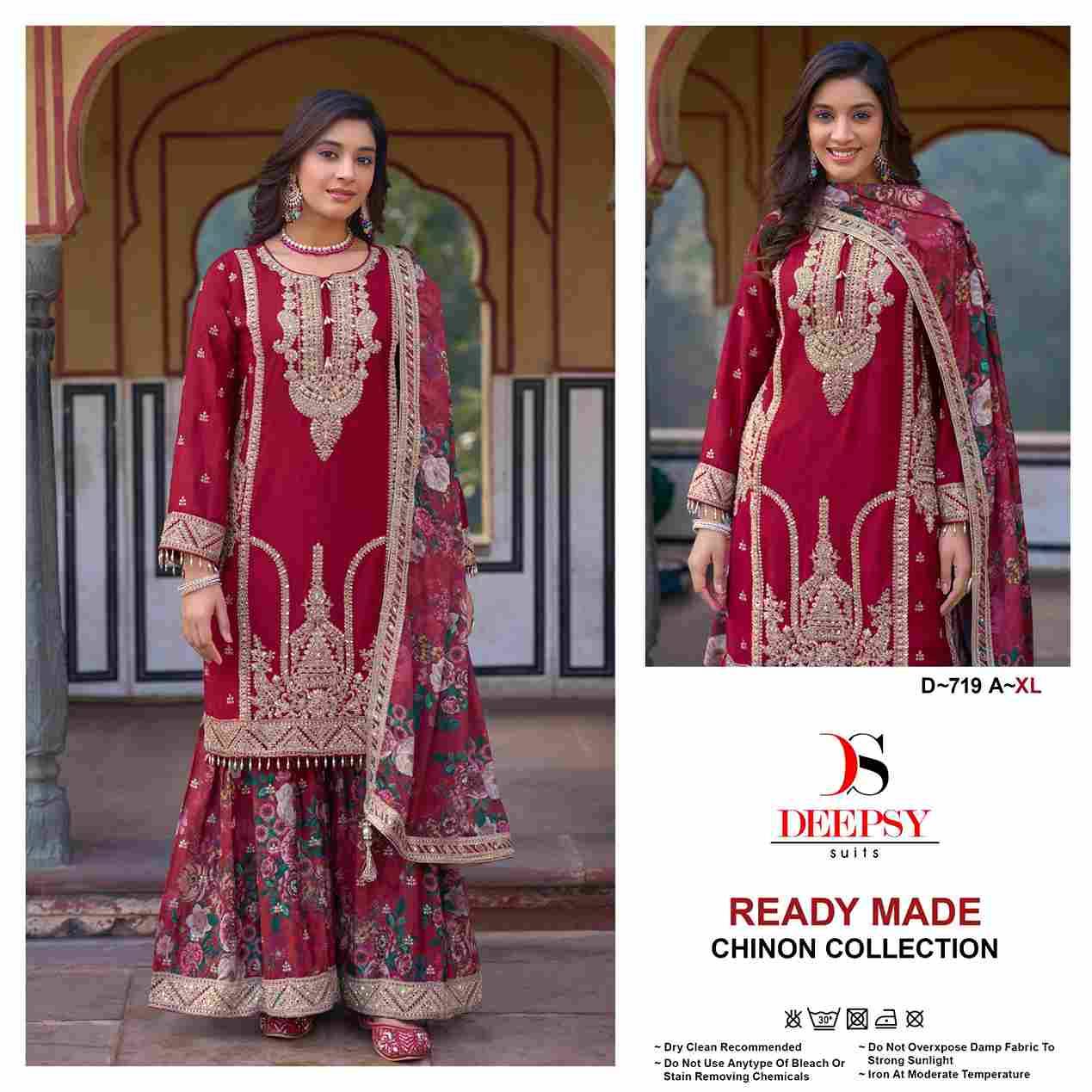 Deepsy Hit Design 719 Colours By Deepsy Suits 719-A To 719-C Series Beautiful Pakistani Suits Colorful Stylish Fancy Casual Wear & Ethnic Wear Pure Chinnon Embroidered Dresses At Wholesale Price