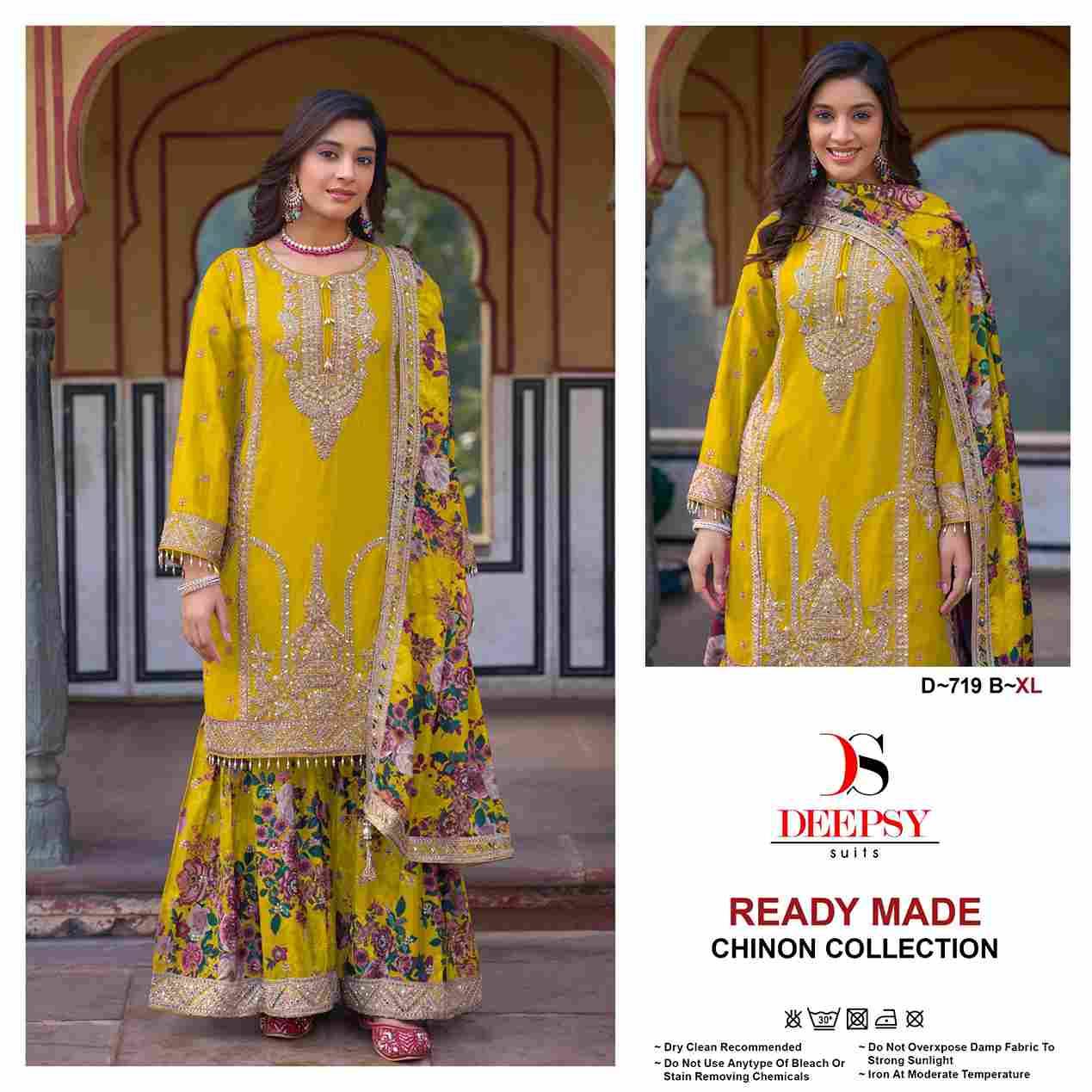 Deepsy Hit Design 719 Colours By Deepsy Suits 719-A To 719-C Series Beautiful Pakistani Suits Colorful Stylish Fancy Casual Wear & Ethnic Wear Pure Chinnon Embroidered Dresses At Wholesale Price