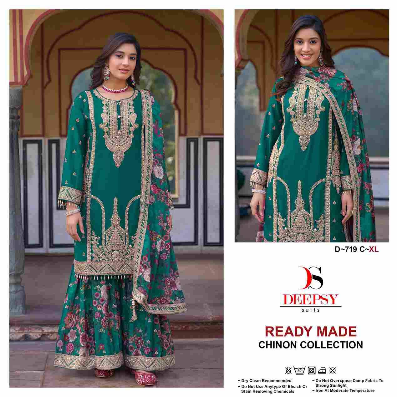 Deepsy Hit Design 719 Colours By Deepsy Suits 719-A To 719-C Series Beautiful Pakistani Suits Colorful Stylish Fancy Casual Wear & Ethnic Wear Pure Chinnon Embroidered Dresses At Wholesale Price