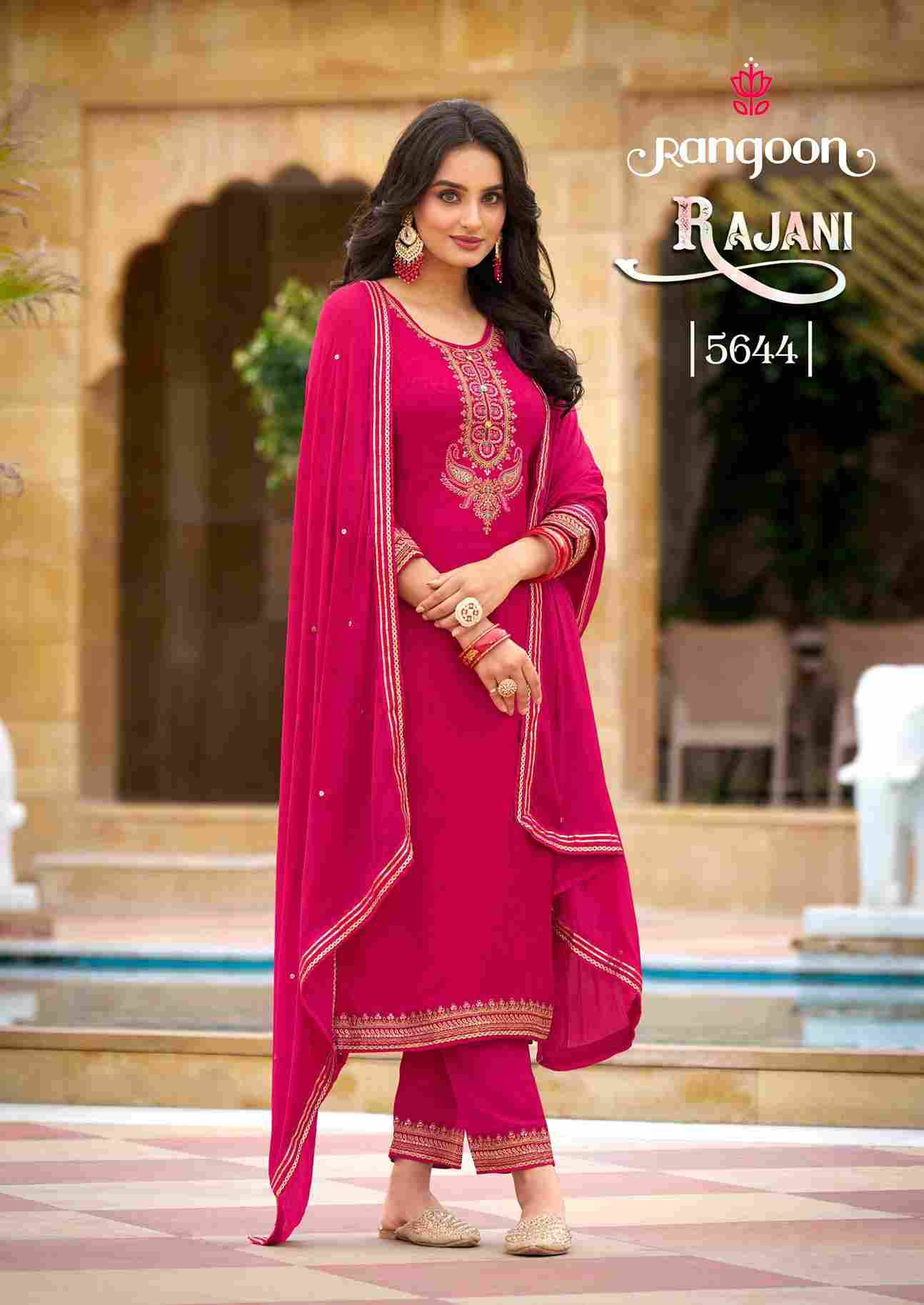 Rajani By Rangoon 5641 To 5644 Series Beautiful Stylish Festive Suits Fancy Colorful Casual Wear & Ethnic Wear & Ready To Wear Pure Chinnon With Work Dresses At Wholesale Price