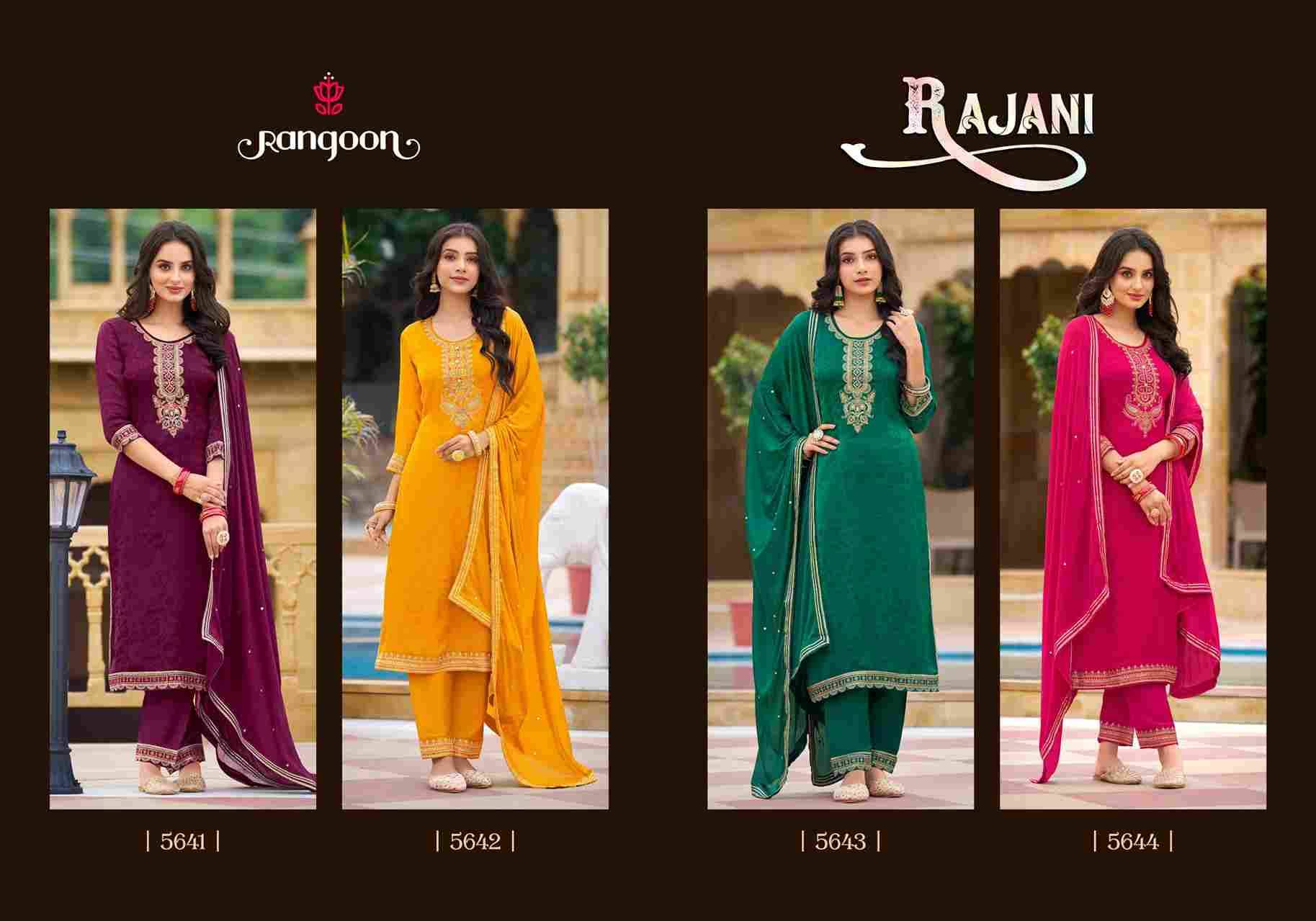 Rajani By Rangoon 5641 To 5644 Series Beautiful Stylish Festive Suits Fancy Colorful Casual Wear & Ethnic Wear & Ready To Wear Pure Chinnon With Work Dresses At Wholesale Price