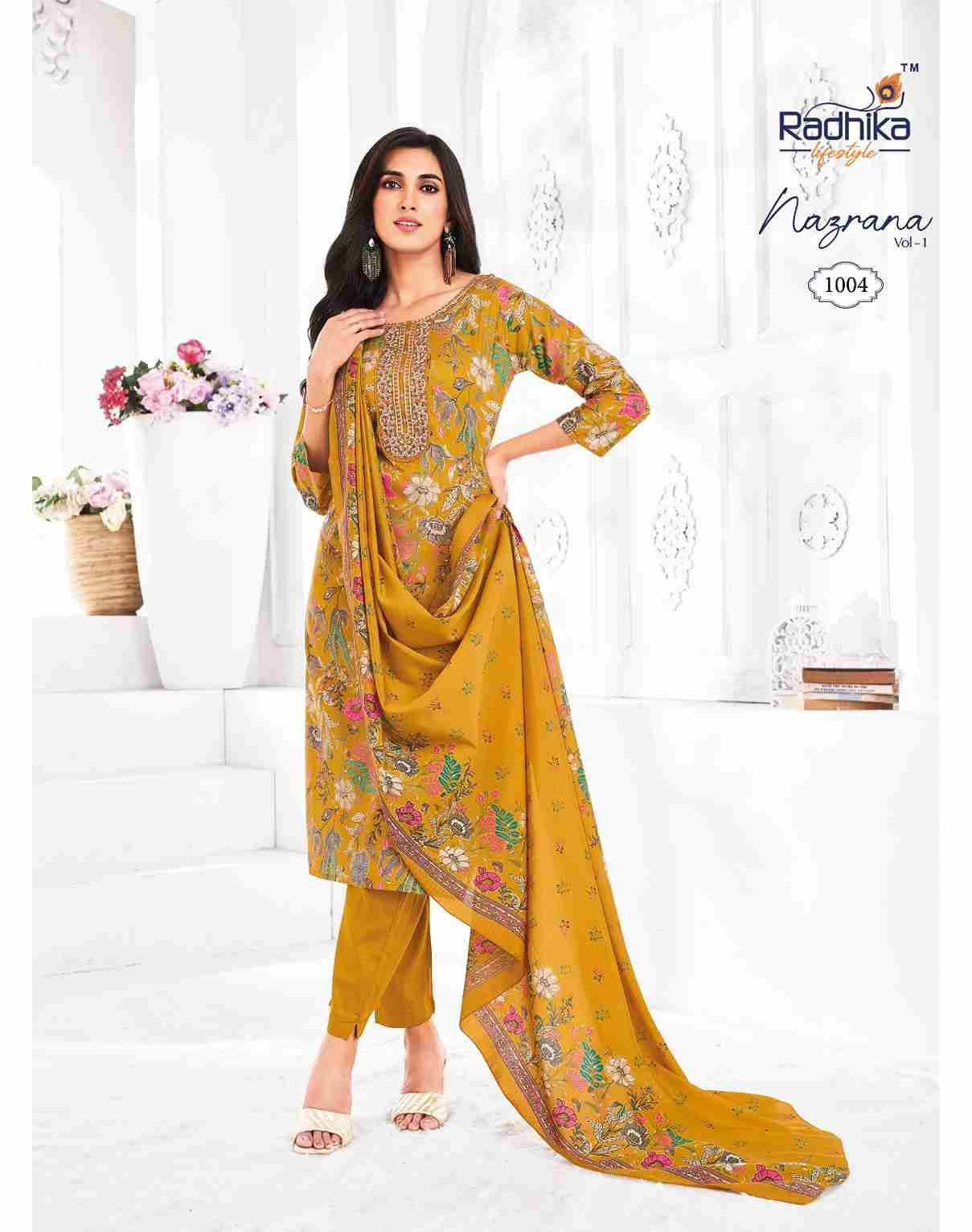 Nazrana Vol-1 By Radhika Lifestyle 1001 To 1006 Series Beautiful Festive Suits Colorful Stylish Fancy Casual Wear & Ethnic Wear Jam Satin Dresses At Wholesale Price