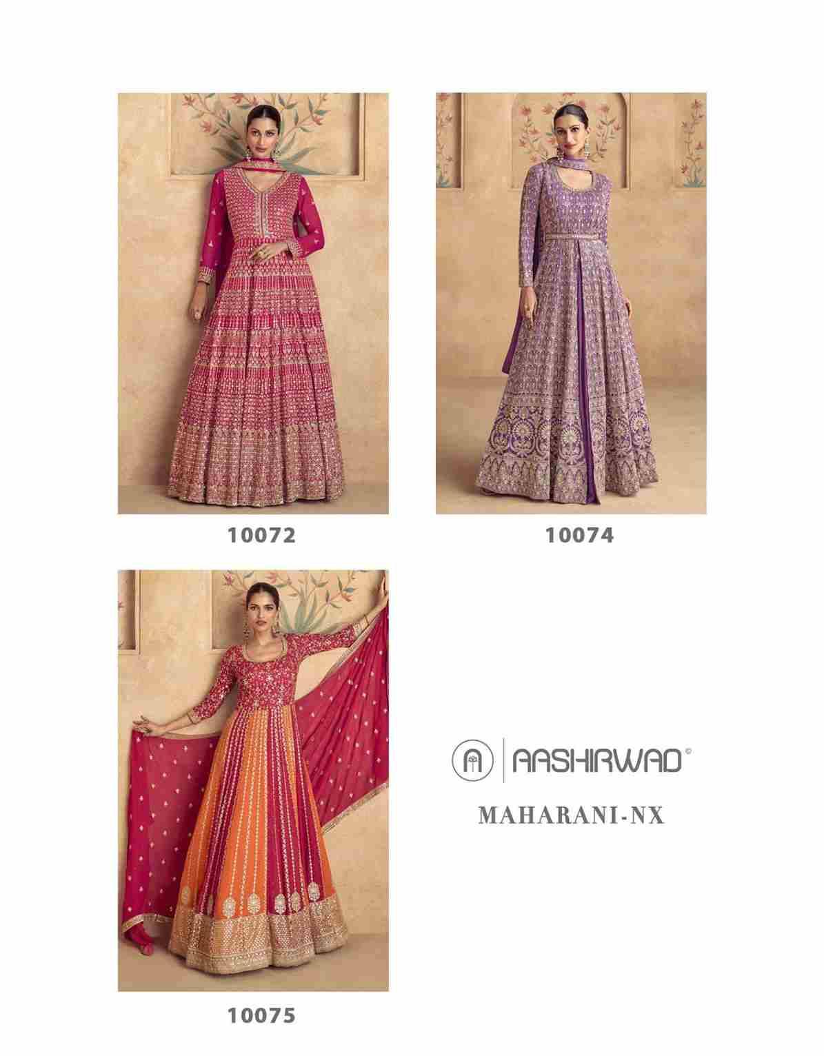 Maharani Nx By Aashirwad Creation Designer Stylish Fancy Colorful Beautiful Party Wear & Ethnic Wear Collection Georgette Gowns With Dupatta At Wholesale Price