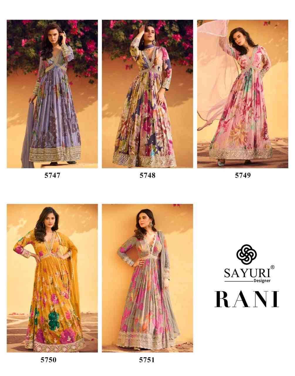 Rani By Sayuri 5747 To 5751 Series Designer Stylish Fancy Colorful Beautiful Party Wear & Ethnic Wear Collection Chinnon Silk Gowns With Dupatta At Wholesale Price