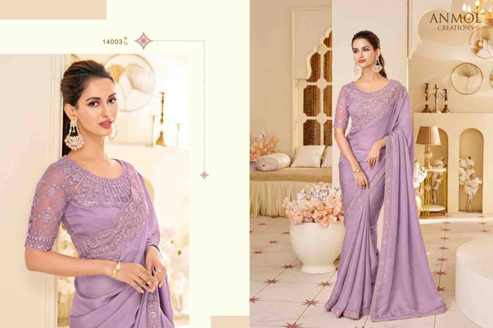 Elegance Vol-19 By Anmol Creation 14001 To 14016 Series Indian Traditional Wear Collection Beautiful Stylish Fancy Colorful Party Wear & Occasional Wear Georgette Sarees At Wholesale Price