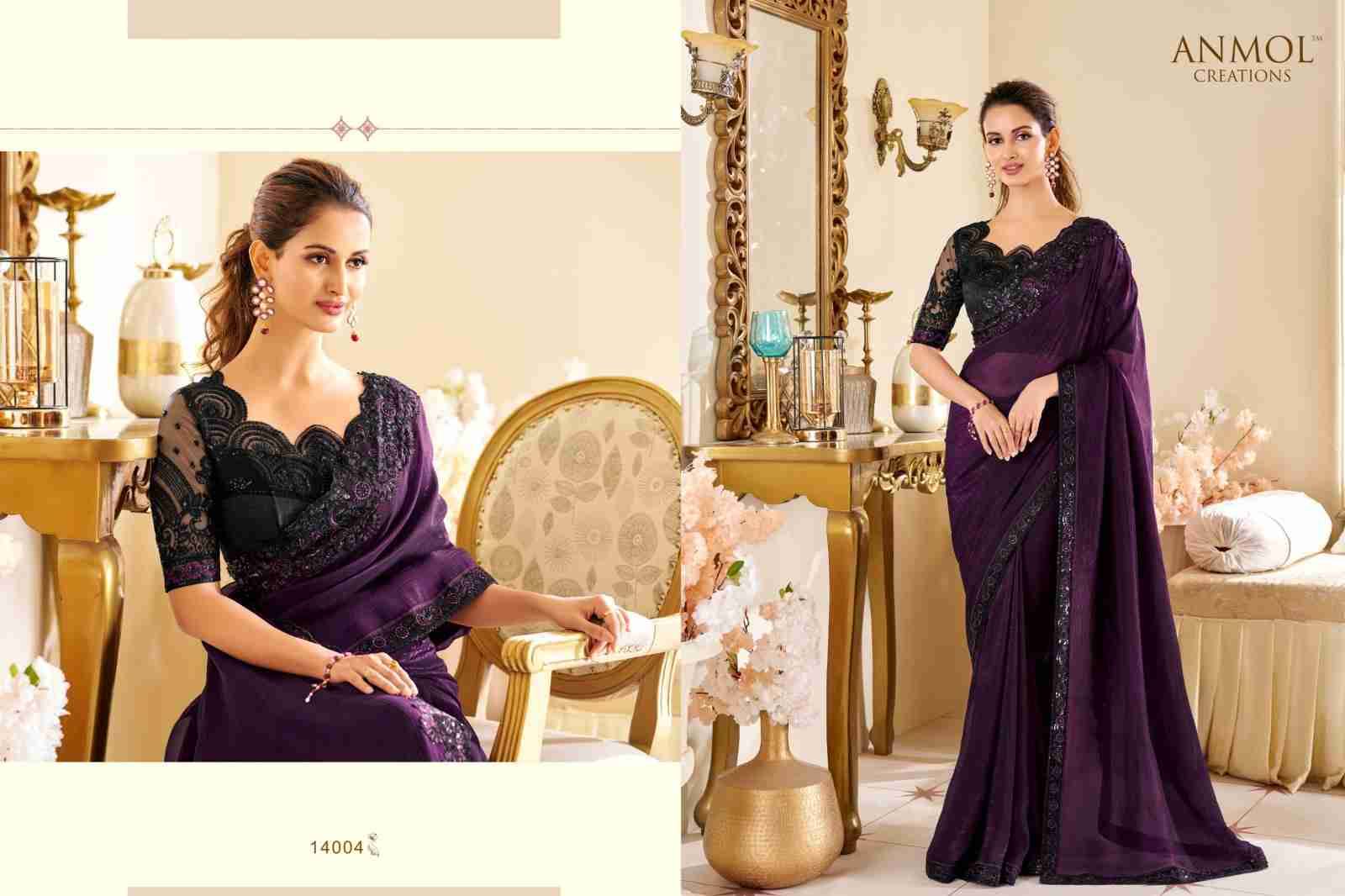 Elegance Vol-19 By Anmol Creation 14001 To 14016 Series Indian Traditional Wear Collection Beautiful Stylish Fancy Colorful Party Wear & Occasional Wear Georgette Sarees At Wholesale Price