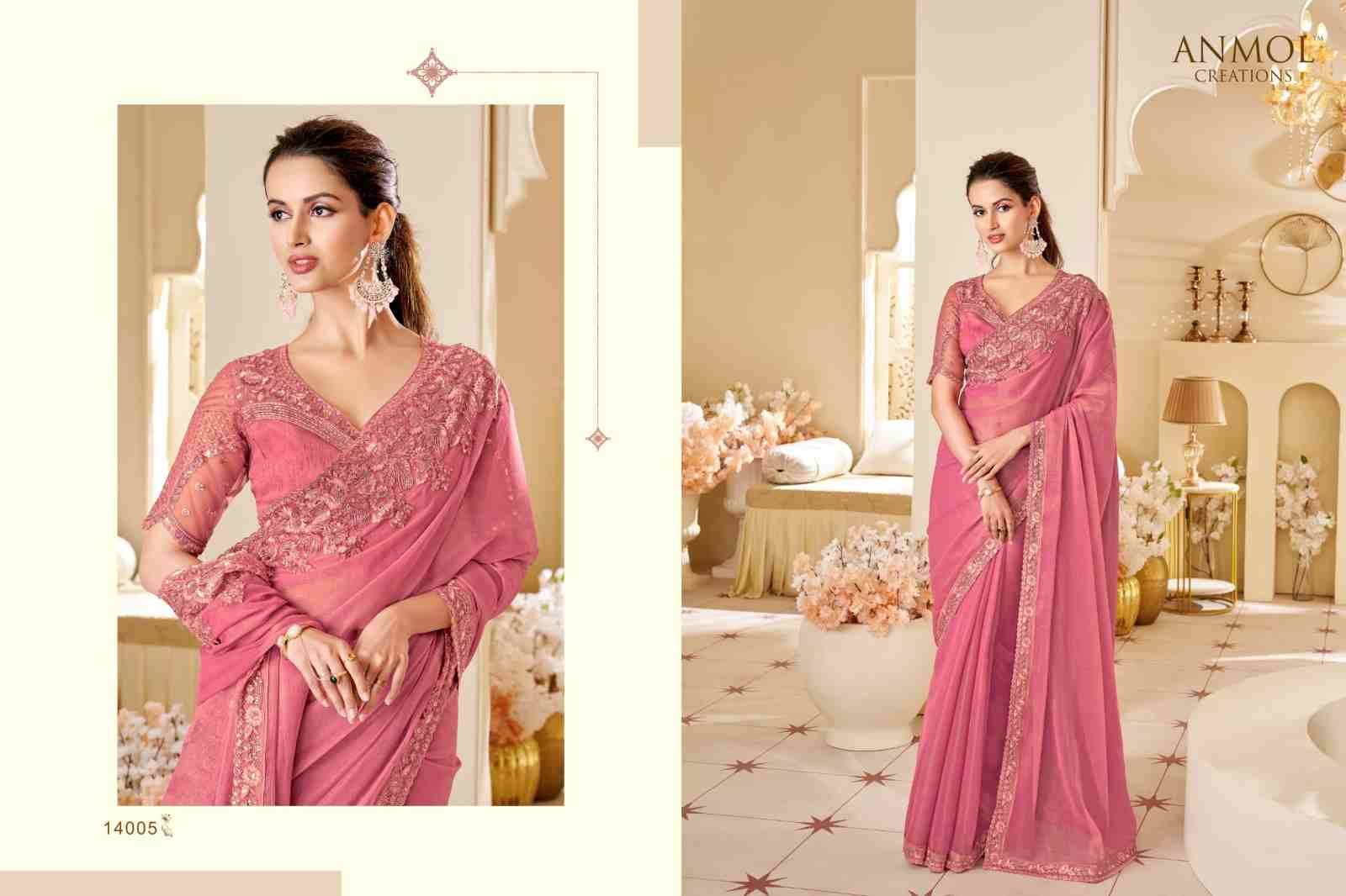 Elegance Vol-19 By Anmol Creation 14001 To 14016 Series Indian Traditional Wear Collection Beautiful Stylish Fancy Colorful Party Wear & Occasional Wear Georgette Sarees At Wholesale Price