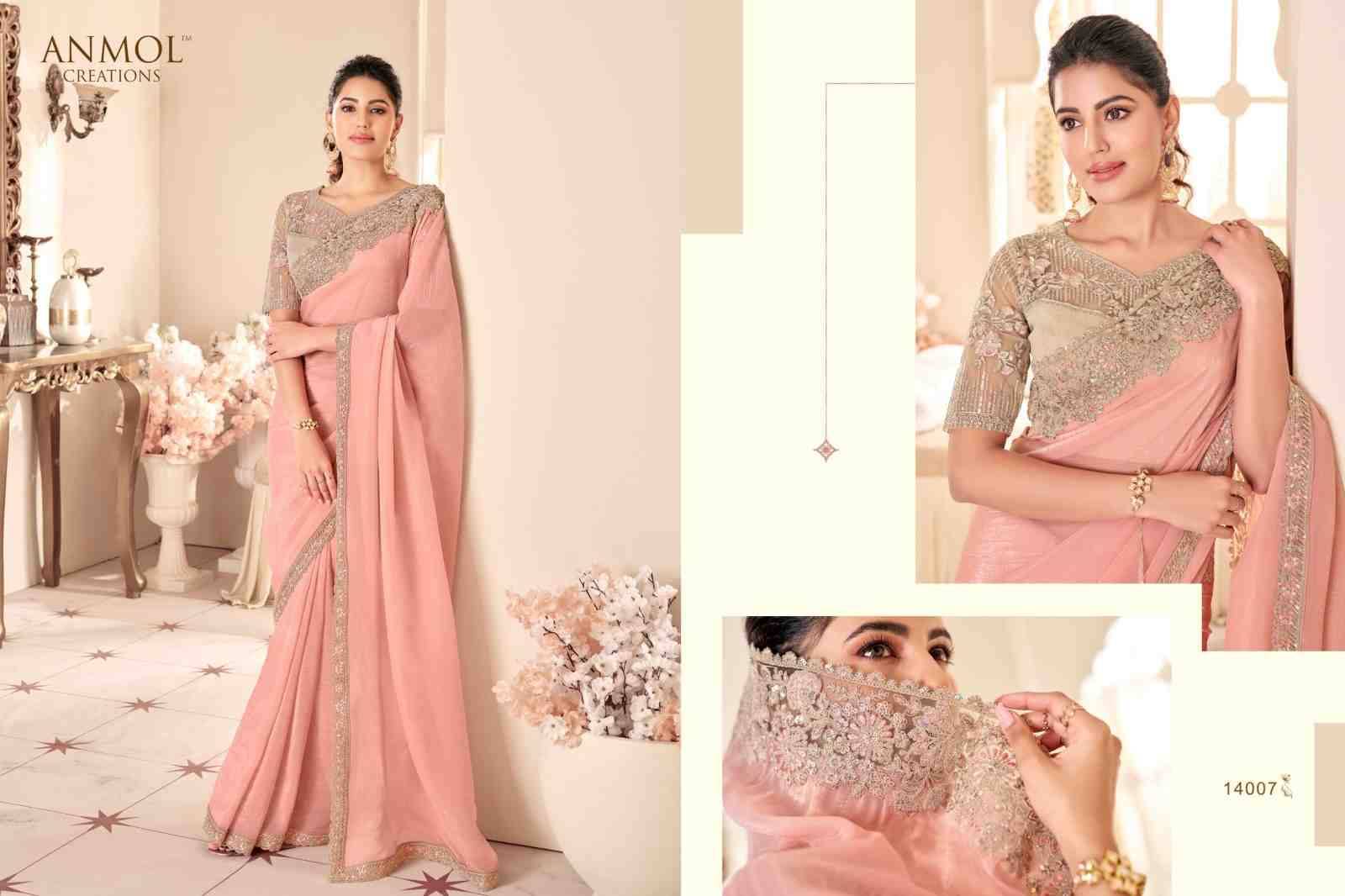 Elegance Vol-19 By Anmol Creation 14001 To 14016 Series Indian Traditional Wear Collection Beautiful Stylish Fancy Colorful Party Wear & Occasional Wear Georgette Sarees At Wholesale Price