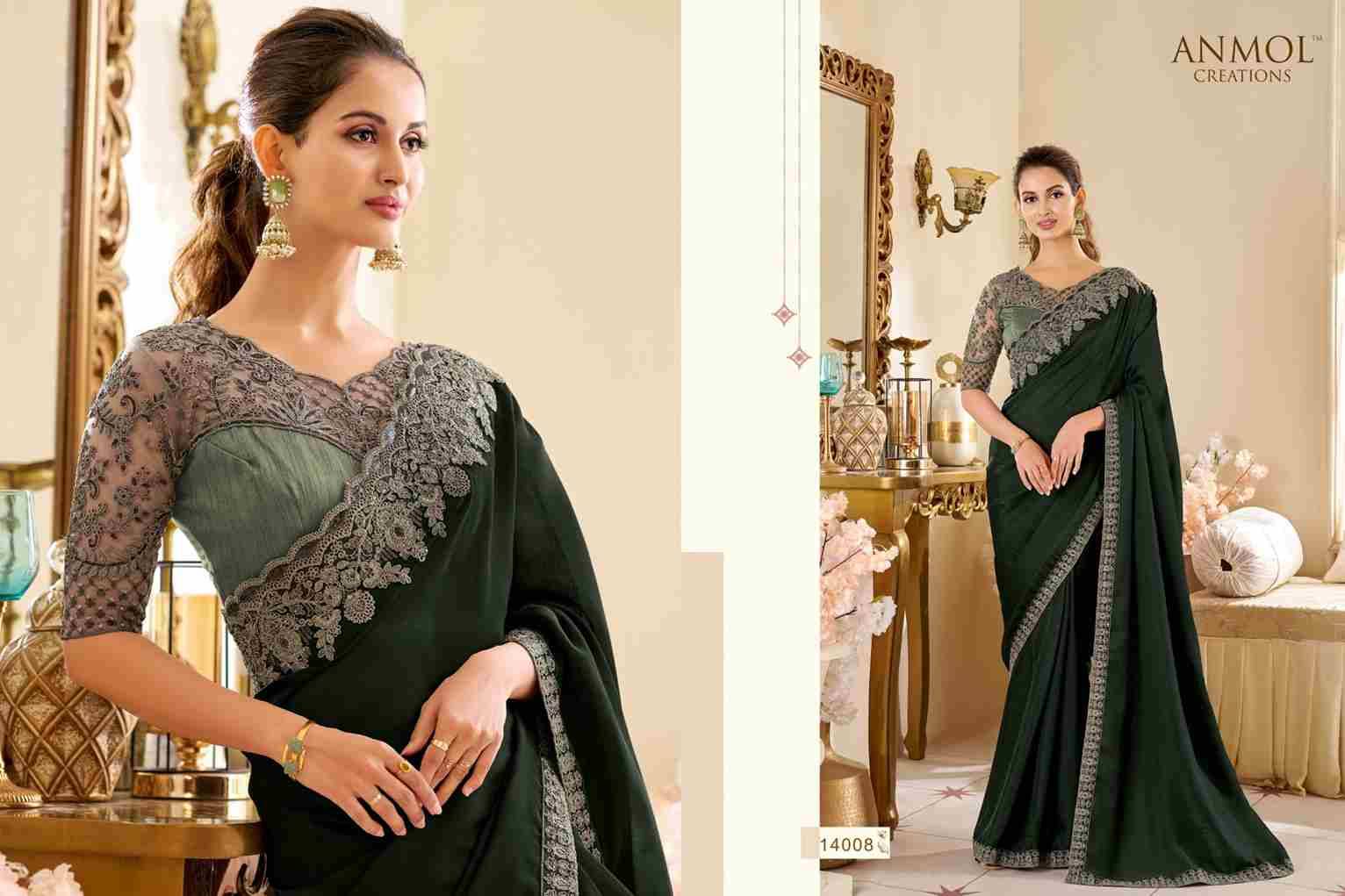 Elegance Vol-19 By Anmol Creation 14001 To 14016 Series Indian Traditional Wear Collection Beautiful Stylish Fancy Colorful Party Wear & Occasional Wear Georgette Sarees At Wholesale Price