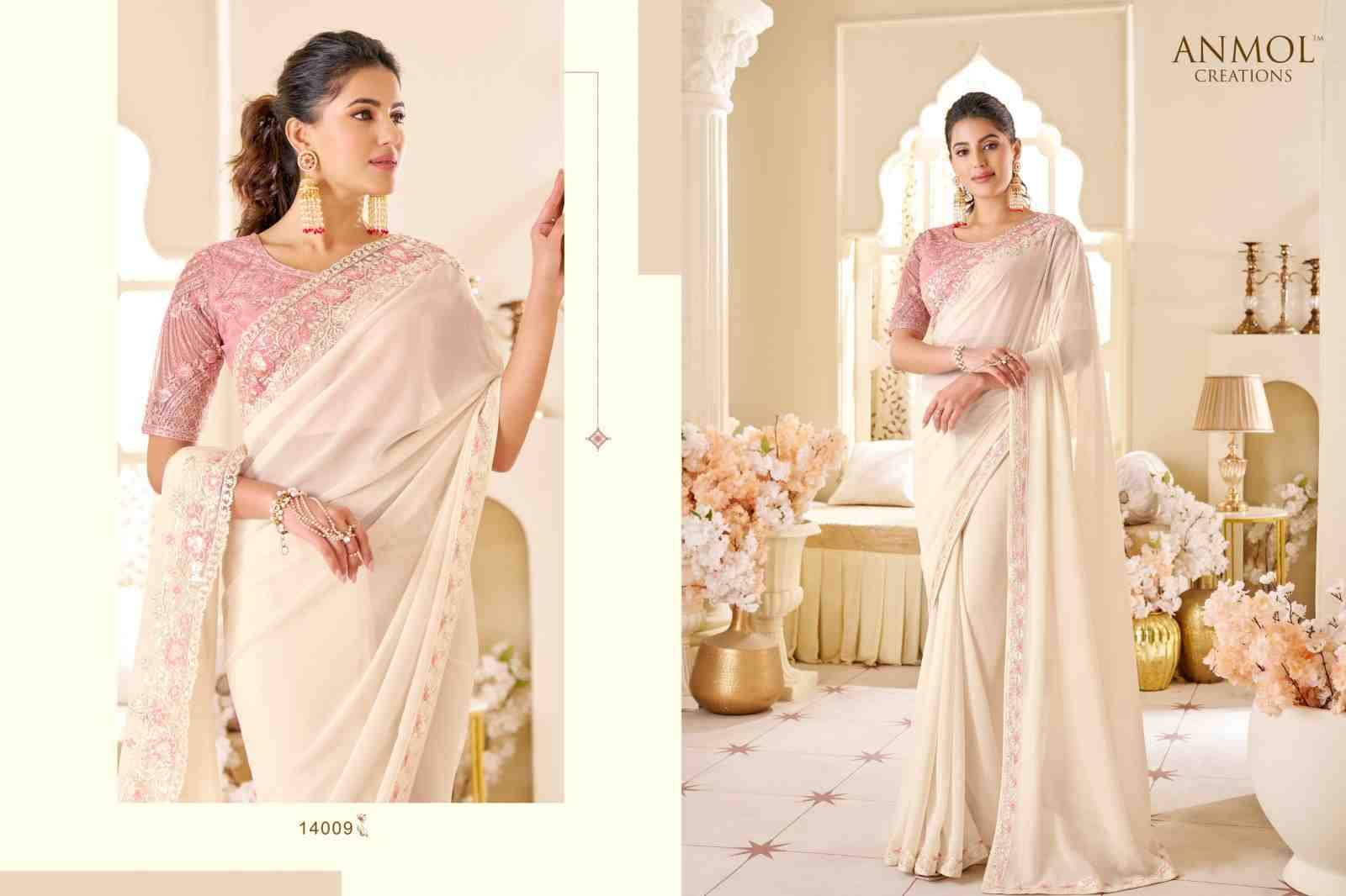 Elegance Vol-19 By Anmol Creation 14001 To 14016 Series Indian Traditional Wear Collection Beautiful Stylish Fancy Colorful Party Wear & Occasional Wear Georgette Sarees At Wholesale Price