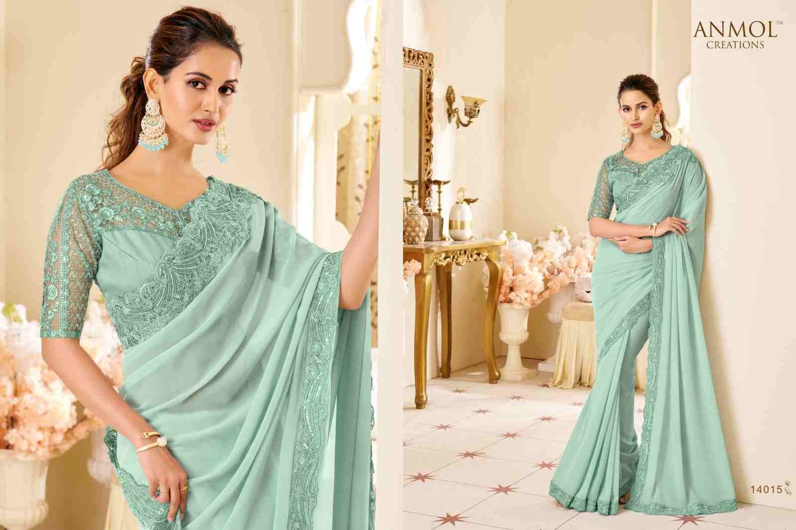 Elegance Vol-19 By Anmol Creation 14001 To 14016 Series Indian Traditional Wear Collection Beautiful Stylish Fancy Colorful Party Wear & Occasional Wear Georgette Sarees At Wholesale Price