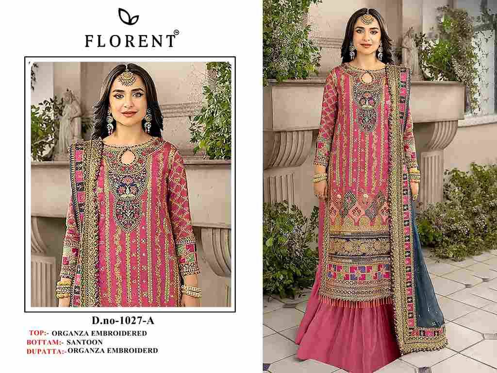 Florent 1027 Colours By Fashid Wholesale 1027-A To 1027-D Series Pakistani Suits Beautiful Fancy Colorful Stylish Party Wear & Occasional Wear Organza Embroidery Dresses At Wholesale Price