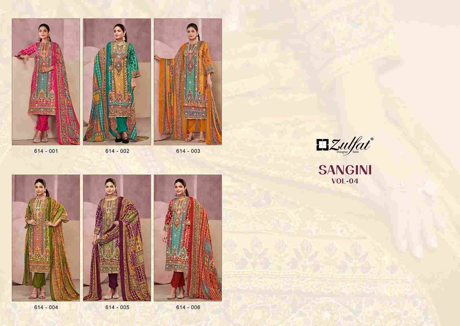 Sangini Vol-4 By Zulfat 614-001 To 614-006 Series Beautiful Festive Suits Stylish Fancy Colorful Casual Wear & Ethnic Wear Pure Jam Cotton Print Dresses At Wholesale Price