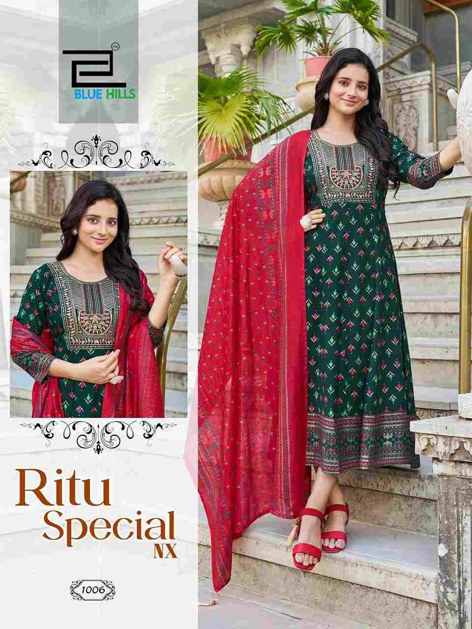 Ritu Special Nx By Blue Hills 1001 To 1006 Series Designer Stylish Fancy Colorful Beautiful Party Wear & Ethnic Wear Collection Rayon Print Gowns With Dupatta At Wholesale Price