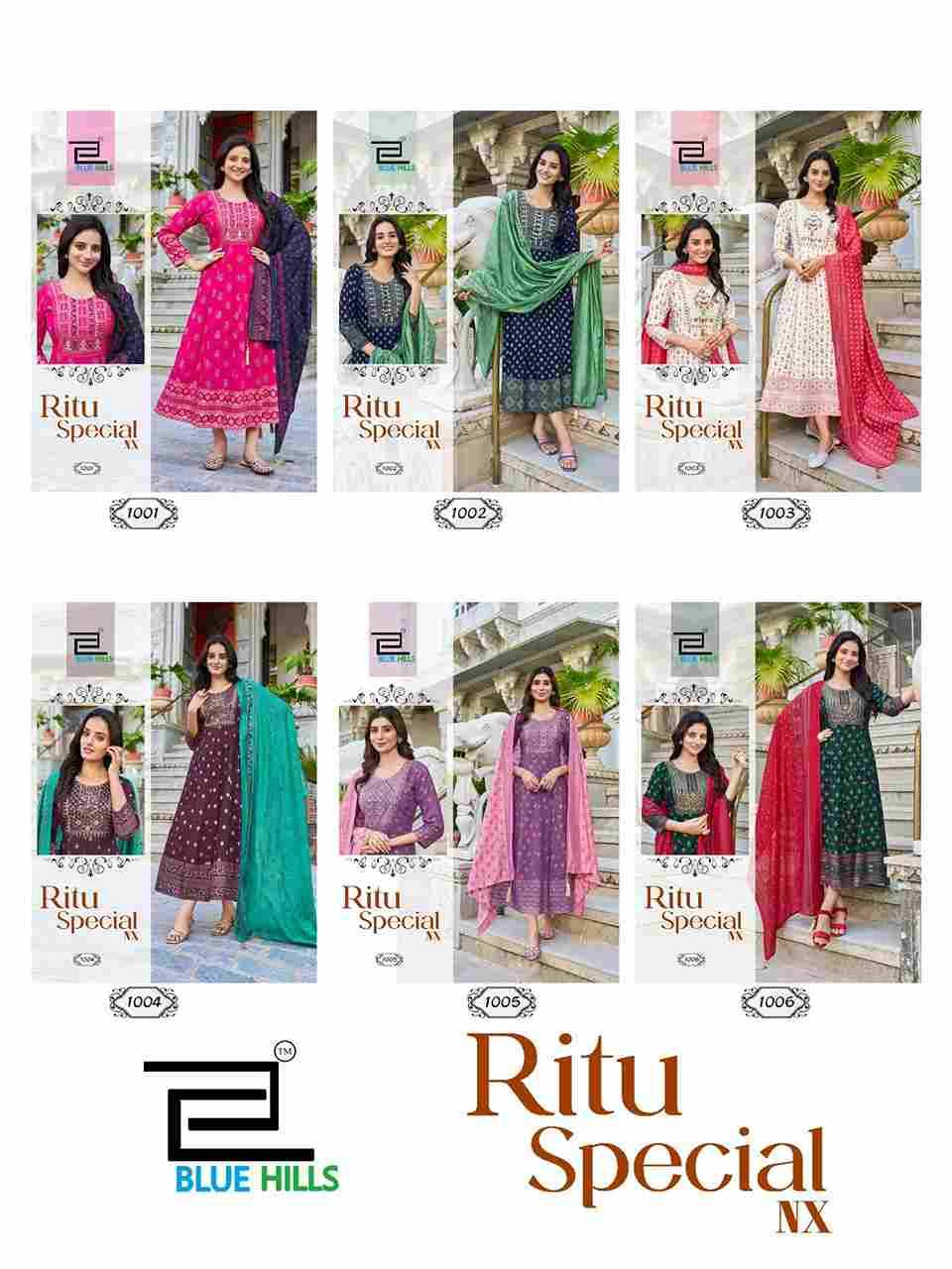 Ritu Special Nx By Blue Hills 1001 To 1006 Series Designer Stylish Fancy Colorful Beautiful Party Wear & Ethnic Wear Collection Rayon Print Gowns With Dupatta At Wholesale Price