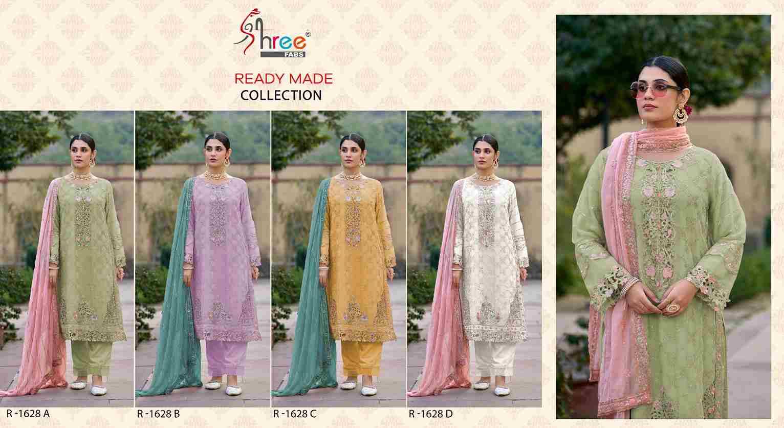 Shree Fabs Hit Design R-1628 Colours By Shree Fabs R-1628-A To R-1628-D Series Beautiful Pakistani Suits Stylish Fancy Colorful Party Wear & Occasional Wear Pure Chiffon Embroidered Dresses At Wholesale Price