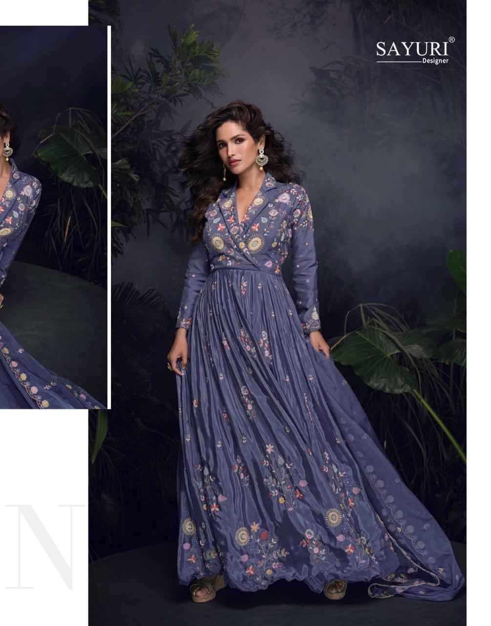 Mrunal By Sayuri 5742 To 5743 Series Designer Stylish Fancy Colorful Beautiful Party Wear & Ethnic Wear Collection Viscose Chinnon Silk Gown With Bottom At Wholesale Price