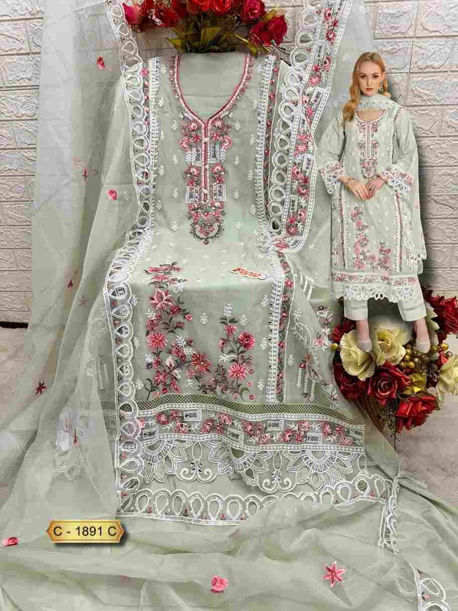 Fepic 1891 Colours By Fepic 1891-A To 1891-C Series Beautiful Pakistani Suits Colorful Stylish Fancy Casual Wear & Ethnic Wear Organza Embroidered Dresses At Wholesale Price