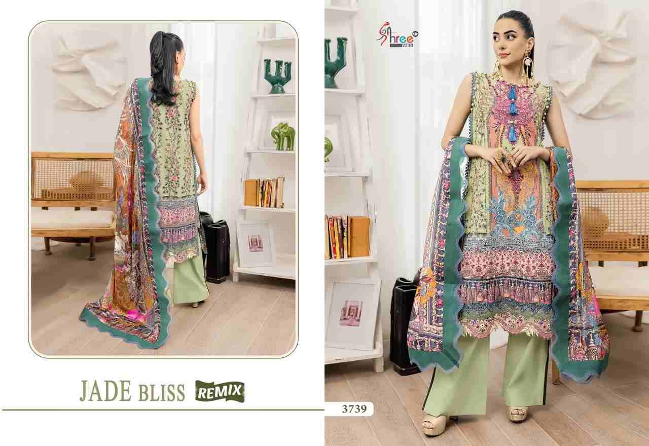 Jade Bliss Remix By Shree Fabs 3739 To 3744 Series Beautiful Stylish Pakistani Suits Fancy Colorful Casual Wear & Ethnic Wear & Ready To Wear Pure Cotton Print Embroidery Dresses At Wholesale Price