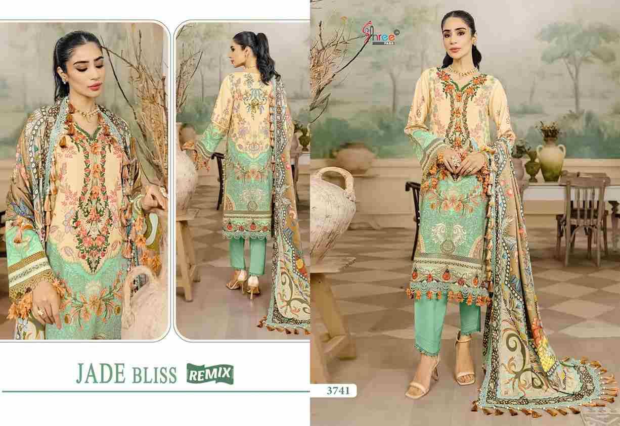 Jade Bliss Remix By Shree Fabs 3739 To 3744 Series Beautiful Stylish Pakistani Suits Fancy Colorful Casual Wear & Ethnic Wear & Ready To Wear Pure Cotton Print Embroidery Dresses At Wholesale Price