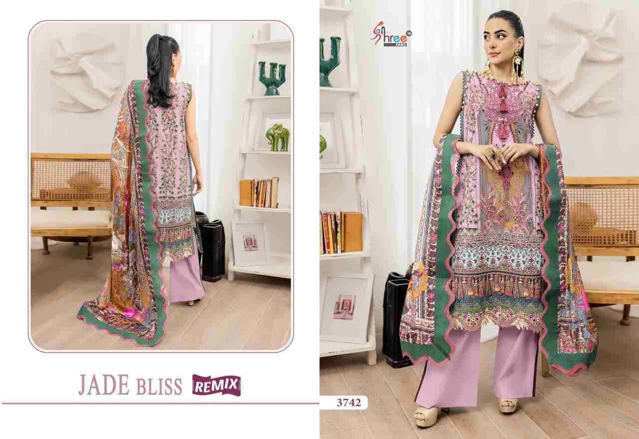 Jade Bliss Remix By Shree Fabs 3739 To 3744 Series Beautiful Stylish Pakistani Suits Fancy Colorful Casual Wear & Ethnic Wear & Ready To Wear Pure Cotton Print Embroidery Dresses At Wholesale Price