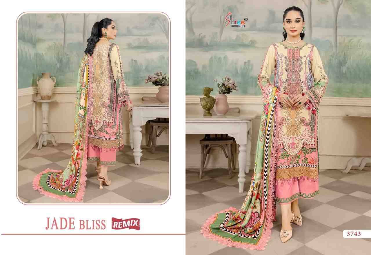 Jade Bliss Remix By Shree Fabs 3739 To 3744 Series Beautiful Stylish Pakistani Suits Fancy Colorful Casual Wear & Ethnic Wear & Ready To Wear Pure Cotton Print Embroidery Dresses At Wholesale Price