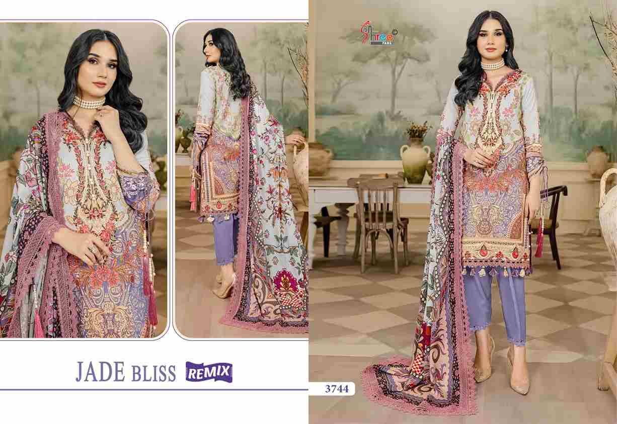 Jade Bliss Remix By Shree Fabs 3739 To 3744 Series Beautiful Stylish Pakistani Suits Fancy Colorful Casual Wear & Ethnic Wear & Ready To Wear Pure Cotton Print Embroidery Dresses At Wholesale Price