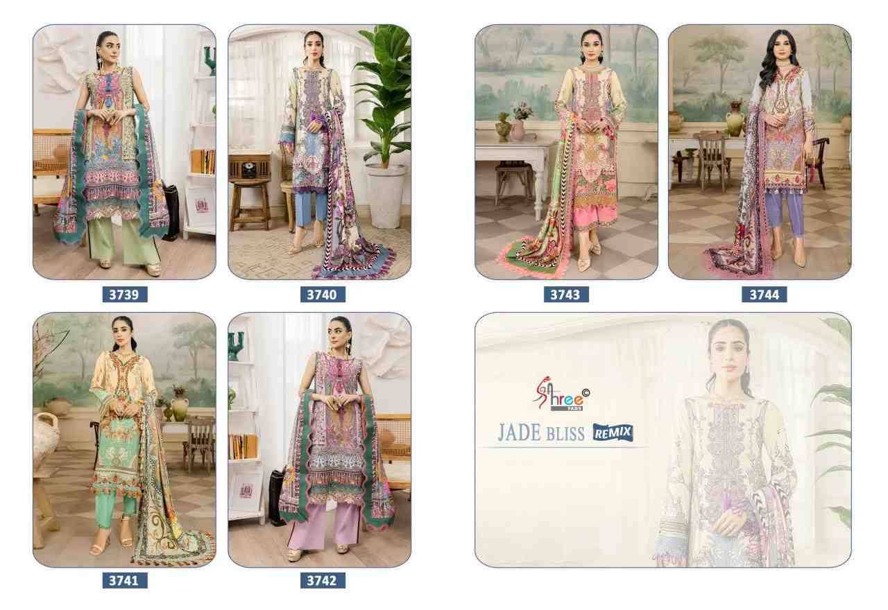 Jade Bliss Remix By Shree Fabs 3739 To 3744 Series Beautiful Stylish Pakistani Suits Fancy Colorful Casual Wear & Ethnic Wear & Ready To Wear Pure Cotton Print Embroidery Dresses At Wholesale Price